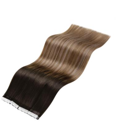 Laavoo Balayage Real Hair Tape-In Extensions | Darkest Brown to Medium Brown Ombre | 50g 20pcs | Smooth Remy Hair - Buy Online on GoSupps.com