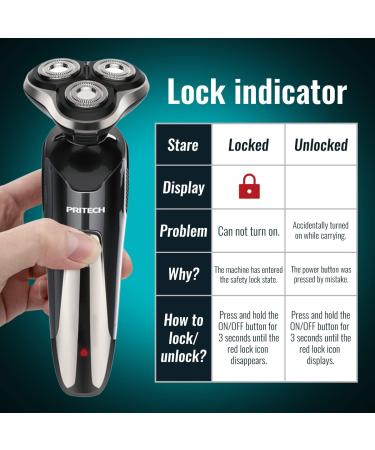 PRITECH RSM-1505-UL Mens Electric Razor - Waterproof 3-in-1 Rechargeable Shaver & Trimmer, Cordless with USB Charging - Buy Online on GoSupps.com