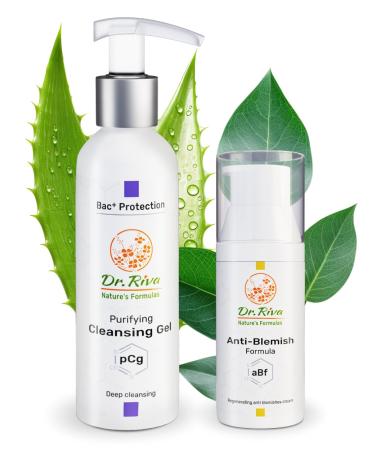 Dr. Riva Nature's Formula Regenerating Blemish Cream + Purifying Gel Cleanser - Acne Repair Blemish Removal Cream Deep Skin Face Cleanser - Blemish Removal Cream & Skin Balancing Care - 50 ml & 150ml