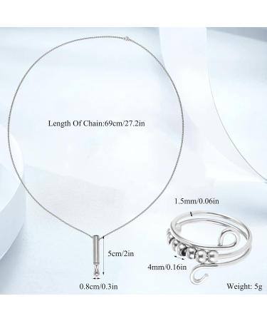 MHDUYEG 4PC Breathing Chain - Stainless Steel Smoking Cessation Aid & Meditation Tool | Mindfulness Relaxation Necklace - Buy Online on GoSupps.com