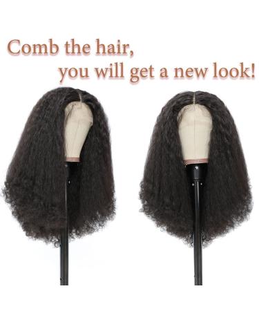 SOKU 20 Inch Afro Curly Lace Front Wig | Kinky Straight with Curly Ends | HD Transparent Swiss Lace | Fluffy Bouncy Hair | Heat Friendly Synthetic Wig in Dark Brown - Perfect for Black Women - Buy Online on GoSupps.com