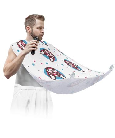 Cartoon Dog Painting Beard Bib Apron Beard Bib Hair Catcher for Men Shaving and Trimming Non-Stick Waterproof Beard Cape Grooming Cloth with 2 Suction Cups Gifts for Men