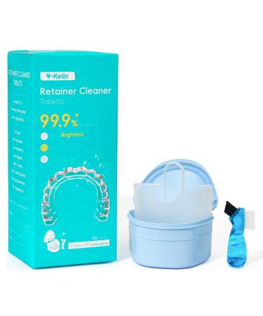 Y-Kelin Set de nettoyage pour les attaches orthodontiques 120 comprim s et une bo te pour les appareils de contention Prot ge-dents Tablette de retenue