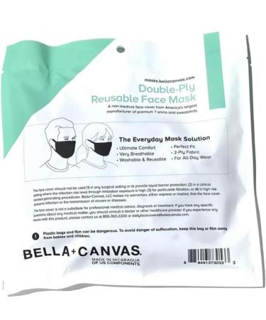 Buy Bella + Canvas Double-Ply Reusable Face Masks - 10 Pack Unisex Medium/Large Black | 52% Airlume Cotton 48% Polyester - International Shipping Available - Buy Online on GoSupps.com