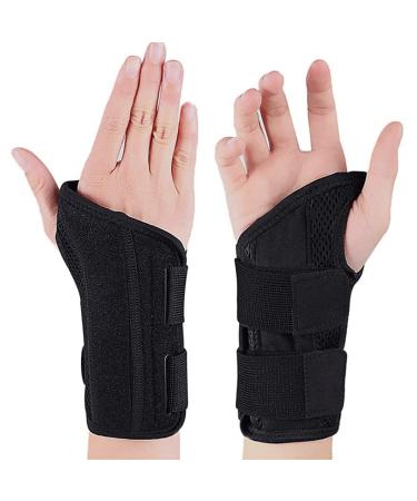 Nucamper breathable wristwear wrinkle bandage with metal-style stabilizer men women wristlear bandage adjustable wrist rail for arthritis tendinitis sprain L/XL right-handed black
