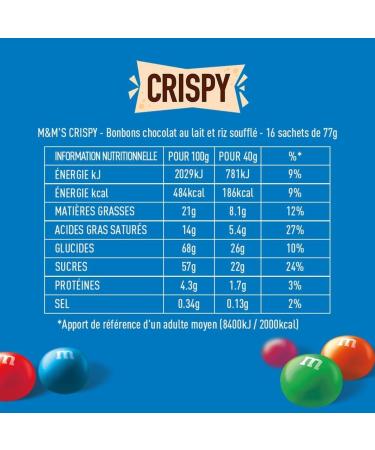 M&M'S CRISPY - Milk Chocolate and Puffed Rice Sweets - 16 x 77g Bags - Buy Online on GoSupps.com