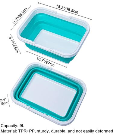 AUTODECO 2 Pack Collapsible Sink - 2.37 Gal / 9L Foldable Wash Basin for Camping, Hiking, and Home - Gray/Blue/Green - With Handle Towel - Blue and Blue - Buy Online on GoSupps.com