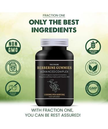 Berberine Gummies - Sugar Free - 1500mg Berberine - Ceylon Cinnamon, Vitamin B12, Magnesium - 120 Gummies - Buy Online on GoSupps.com