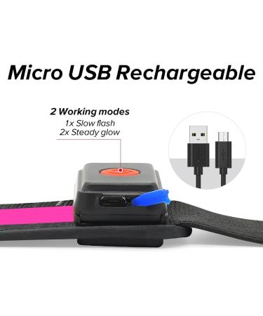 Illumifun Elastic LED Running Belt - USB Rechargeable Pink Waistband for Running, Cycling, Camping - High Visibility Safety Light - Buy Online on GoSupps.com