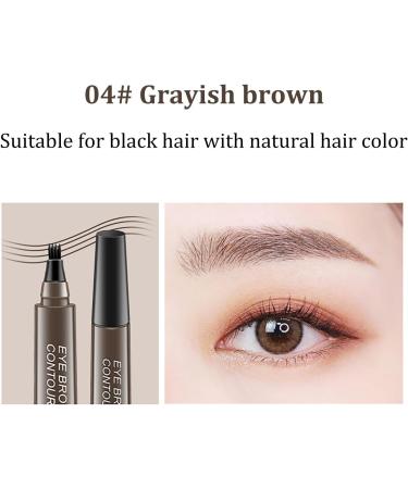 Eyebrow Liquid Pen 4 Point Eyebrow Marker Pen Pencil | Quick Dry Eyebrow Marker Nature Simulation Long Wear No Smudge For Daily Makeup Hersil Gray Brown - Buy Online on GoSupps.com