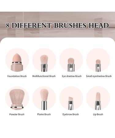 START MAKERS Retractable Travel Makeup Brushes Set - 8 in 1 Mini Powder Brush & Beauty Sponge Blender - Premium Portable Make up Brush Set in Pink - Buy Online on GoSupps.com
