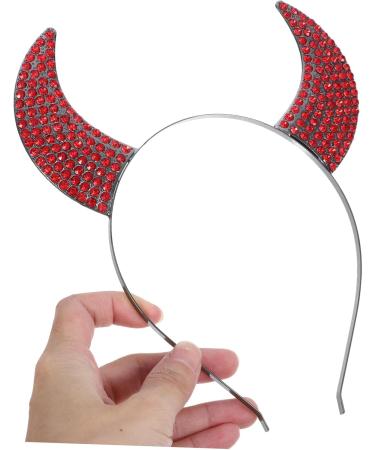 FOMIYES Devil Horns Headdress Devil Headband Halloween Devil Cosplay Devil Cosplay Headwear Halloween Hair Accessories Scary Headband Devil Ear Hairband Devil Horn Headband Red Rhinestone - Buy Online on GoSupps.com