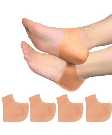 Heel Cushion Gel Heel Cups for Heel Pain Plantar Fasciitis Heel Protectors Heel Pads Great for Aching Feet Tendinitis Bone spur Cracked Heel Repair for Men & Women (Beige)