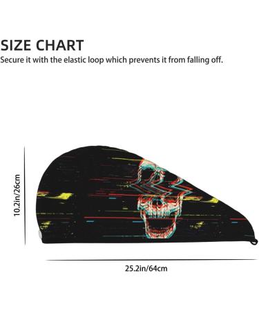 Quick-Dry Hair Towel Wrap with Button Glitch Screaming Skull Design | Ultimate Hair Turban for Effortless Drying - Buy Online on GoSupps.com