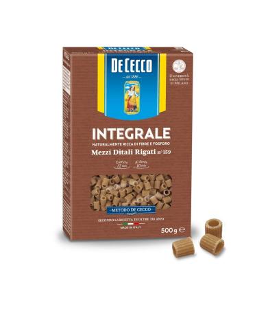 De Cecco Cecco Mezzi Ditali Rigati Integrali n 159 Italian Pack of 5 500 g