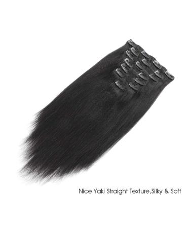 ABH AmazingBeauty Yaki Straight Clip-In Hair Extensions - 16 Inch - Real Remy, Thick, Black, 7 Pieces for African American Relaxed Hair - Buy Online on GoSupps.com