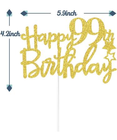 Tenhaisi Gilttery Gold Happy 99th Birthday Cake Topper Cheers to 99 Years Birthday Anniversary Party Decoration Birthday Party Decoration - Buy Online on GoSupps.com