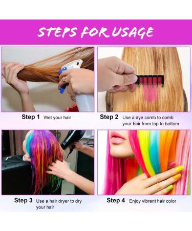 AOOWU 6 Colors Hair Chalk Comb Set - Safe & Non-Toxic Temporary Hair Dye for Girls Kids - Washable Hair Color Brush for Halloween, New Year Party & Cosplay - Buy Online on GoSupps.com