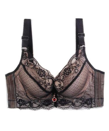 Bra Sports Extra-elastic Women's Top Breathable Trim Plus Size Adjustable Bustier Ladies Large Breasts (Black 48B)