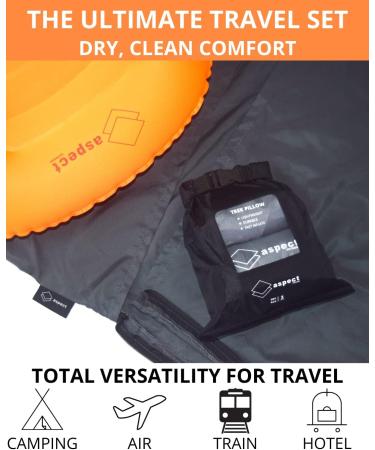 Aspect Outdoor Sleeping Bag Liner & Inflatable Pillow - Lightweight Breathable Sack & Ultralight Comfortable Camping Gear - Grey/Orange - Buy Online on GoSupps.com