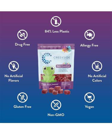 Zen Comfort for Kids - Organic Mood Support Gummies with 5-HTP L-Theanine & Passionflower | Vegan Raspberry Flavor | Pediatrician Formulated | 60 Chews - Buy Online on GoSupps.com