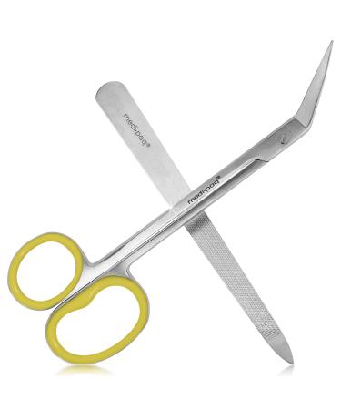Medipaq Yellow Long Handle Toenail Scissors with Free Nail File - 1x Nail Scissors for Toenails - Extra Leverage for Tough Toenails - for The Elderly & People Struggling to Cut Their Toenails