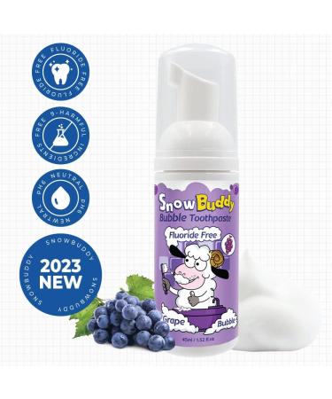 SnowBuddy Foam Toothpaste for Kids - Grape Flavor 3-Pack Fluoride-Free Anti-Cavity - Ideal for U-Shape Toothbrush & Mouthwash - Buy Online on GoSupps.com