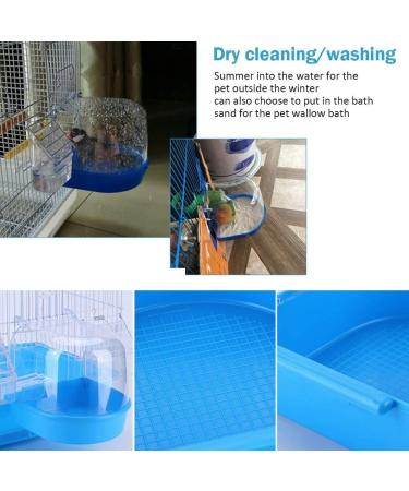 OOTDTY Bird Bath Box - Bird Cage Accessory for Small Birds - Blue Parakeet Bathing Tub with Water Injector - Buy Online on GoSupps.com