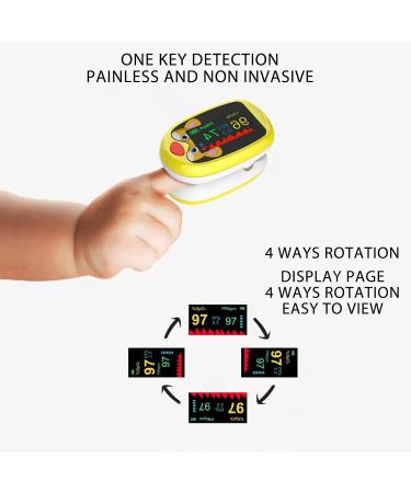 Finger Pulse Oximeter SPO2 Monitor for Kids - Portable Oxygen Sensor, 6 Modes, Auto Shutdown (Yellow) - Buy Online on GoSupps.com