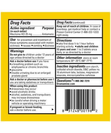 Dramamine All Day Less Drowsy Motion Sickness Relief - 40 Tablets (5 Pack) | Fast International Shipping - Buy Online on GoSupps.com