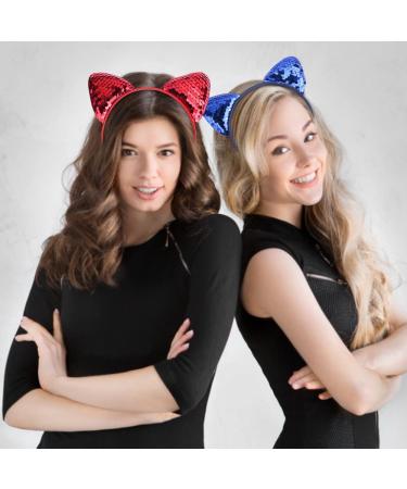ZOCONE Cat Ears Hair Accessories 10 Pieces Glitter Cat Ears Headband Hair Band with Ears Headband Cat Ears for Women and Girls Party and Everyday Decoration - Buy Online on GoSupps.com