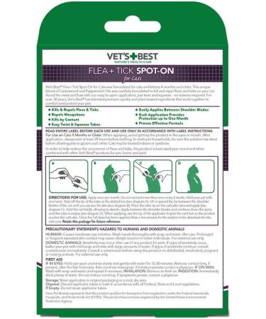 Vet's Best Cat Flea & Tick Spot-On | Natural Treatment & Prevention | 4 Applications - Buy Online on GoSupps.com