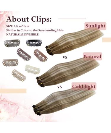 Easyouth Ombre Clip in Human Hair Extensions 14 Inch Balayage Brown to Blonde #6/60/6 - 70g 7Pcs Invisible Thick Real Hair Extensions - Buy Online on GoSupps.com