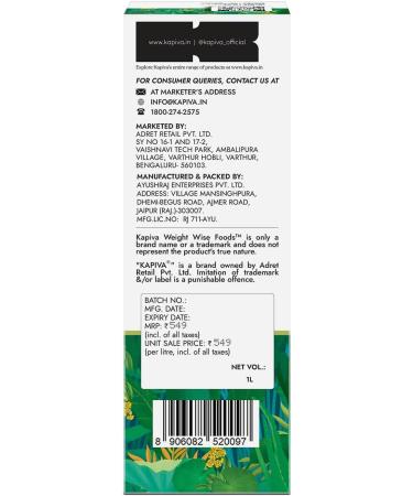 Kapiva Get Slim Juice - Healthy Weight Management Through 12 Ayurvedic Herbs Aids Metabolism and Digestion - 1L - Buy Online on GoSupps.com