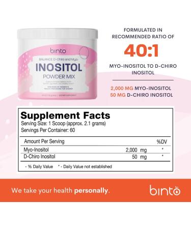 Binto Inositol Powder Mix | 60-Day Supply | Myo and D-Chiro Inositol 40:1 Ratio | Hormone Balance & Ovulation Support | Preservative-Free - Buy Online on GoSupps.com