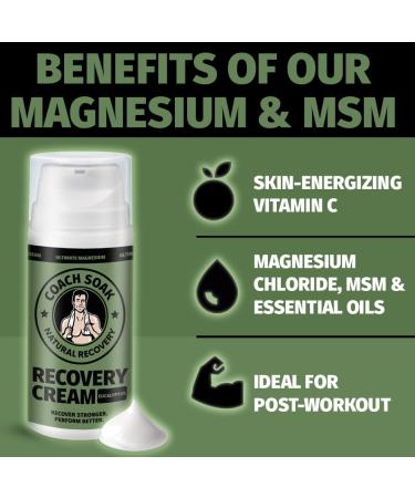 Coach Soak Eucalyptus Magnesium Lotion & Magnesium Oil Spray with MSM - 8oz Topical Spray for Feet & Body and 3.4oz Natural Cream for Muscle & Joint Relaxation - Buy Online on GoSupps.com