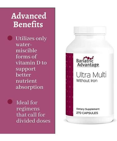 Bariatric Advantage Ultra Multi Without Iron - 270 Capsules, 22 Essential Vitamins for Bariatric Surgery Patients - Buy Online on GoSupps.com
