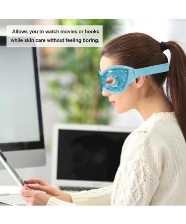 Adofect Gel Beads Eye Mask - Reusable Hot and Cold Pack for Puffy Eyes, Dark Circles, Migraines - Blue/Green - 2 PCS - Buy Online on GoSupps.com