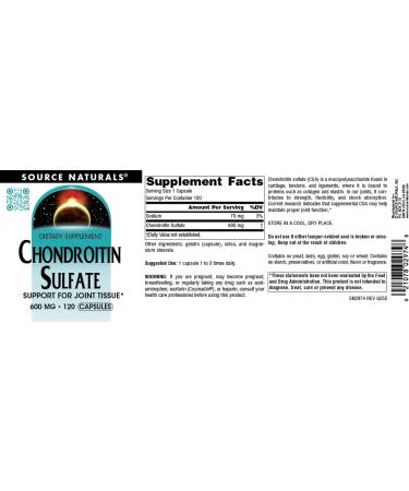 Source Naturals Chondroitin Sulfate Support for Joint Tissue* - 600 mg 120 Capsules - Buy Online on GoSupps.com