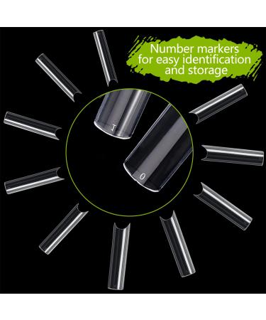 480 Pcs Straight Square Nail Tips | Clear Half Cover C Curve Acrylic & Gel Extension Set - Buy Online on GoSupps.com