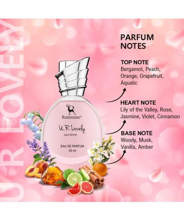 Ramsons_U R LOVELY Eau De Parfum | 30 ML | Perfume For Women | TN - Bergamot Peach Orange Grapefruit Aquatic | MN - Lilly of the valley Rose Jasmine Cinnamon | BN - Woody Musk Vanilla - Buy Online on GoSupps.com