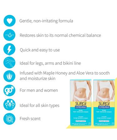 Surgi-Cream Hair Remover for Bikini & Legs - 56g/2oz | Effective Gentle and Fast Hair Removal - Buy Online on GoSupps.com