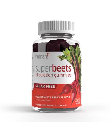 HumanN SuperBeets Sugar-Free Nitric Oxide Circulation Gummies - Daily Blood Pressure Support for Heart Health - Grape Seed Extract & Non-GMO Beet Energy Gummies - Pomegranate Berry Flavor, 60 Count 1