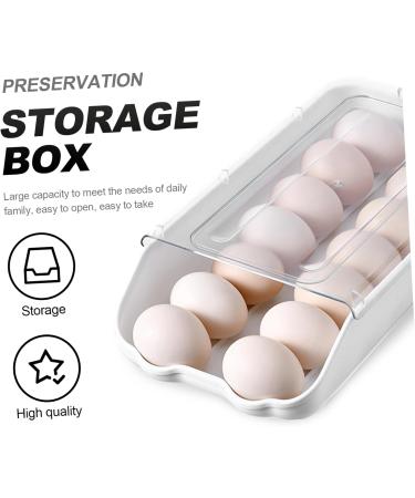 Mikikit 1pc Egg Box Portable Drawers Refrigerator Egg Bin Refrigerator Fresh Container Plastic Eggs Rolling Transparent 33.5X17.5X7.5CM - Buy Online on GoSupps.com