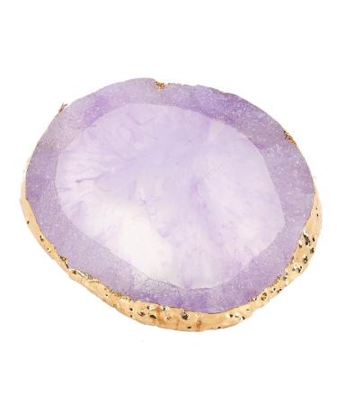 Natural resin stone nail palettes with gold edge for nail DIY design nail art nail polish make up pallete nail art polish tool (purple)