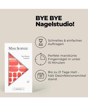 Original Miss Sophie Pedi Wraps - Orange Rose Pedicure | 27 Ultra-Thin Nail Strips for Natural Painted Acrylic Gel & Shellac Nails | International Shipping Available - Buy Online on GoSupps.com