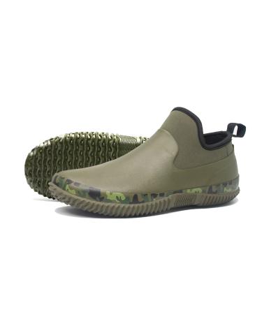 SWIFT*FROG Unisex Waterproof Garden Shoes Ankle Rain Boots Mud Muck Rubber Slip-On Footwear with Comfort Insole for Women Men Green 12 Women/10.5 Men