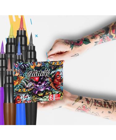 Jim&Gloria Body Tattoo Markers - 6 Colors Temporary Tattoo Kit for Teen Girls - Trendy Kawaii Gifts for Birthday, Halloween, Day Of The Dead & Christmas - Buy Online on GoSupps.com