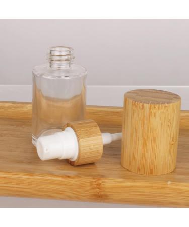 COSIDEA 6 pcs Empty 1oz / 30ml bamboo lids clear glass bottle with lotion pump dispenser refillable emulsion cosmetic cream bottles toiletries refill travel container 30 ml With Lotion Pump - Buy Online on GoSupps.com