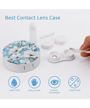 Magnolia Flowers Contact Lens Case with Mirror - Portable & Cute Travel Kit for Eye Care - Buy Online on GoSupps.com